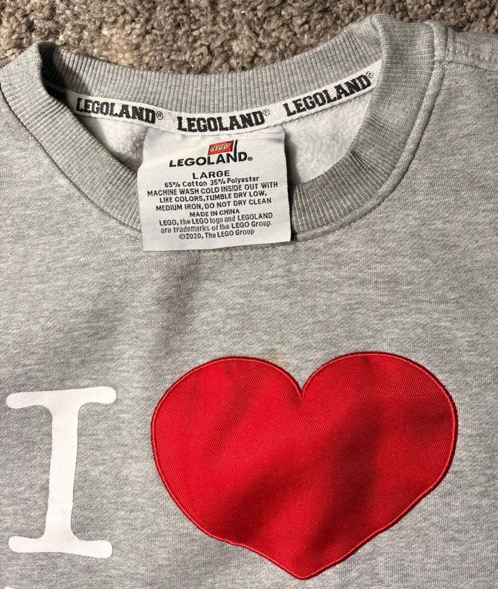 I Love New York Crew Neck Sweatshirt Pullover Mens womens Large Heather Gray